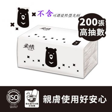 柔情 抽取式衛生紙(熊熊經典款) 200抽x4包x16袋